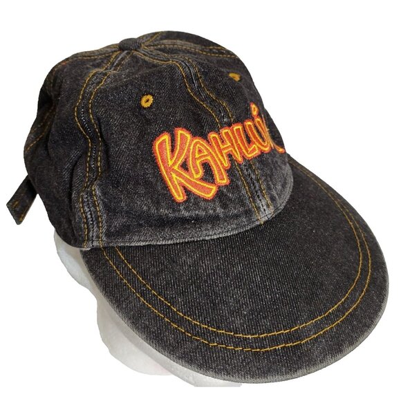 KAHLUA Music For Your Mouth Hat Strapback Baseball Vintage 90s Cap Denim Trucker - Picture 1 of 9